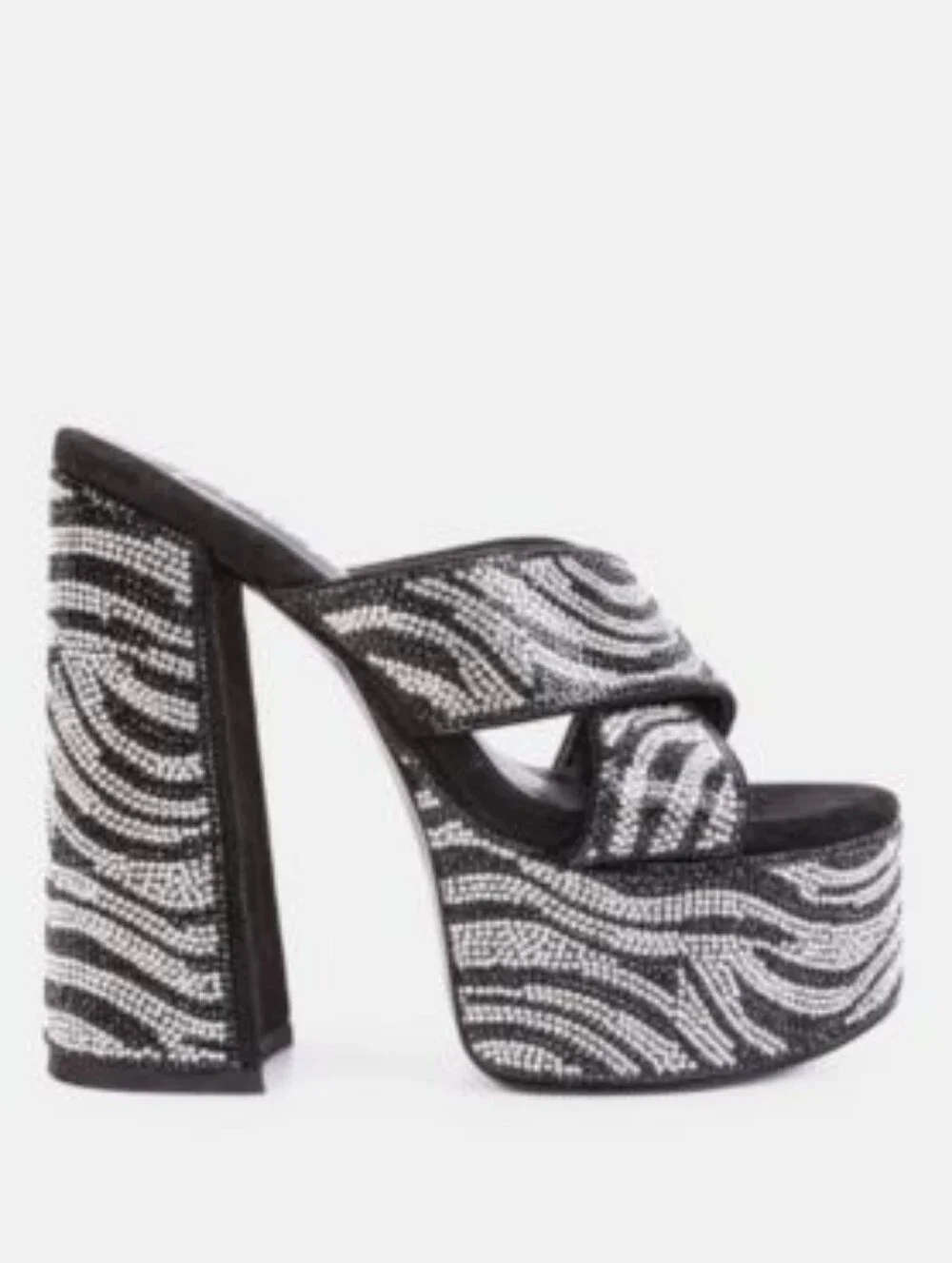 London Rag Rhinestone Zebra Platform Mules 7